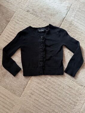 Kersh Black Button-Up Lace-trim Cardigan kids Sz XS/ 4-5